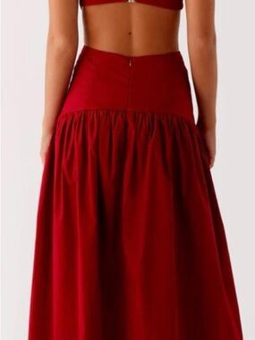 Peppermayo Deep Red Midi Skirt